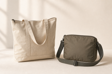 Tote bag and crossbody bag shown side by side for comparison