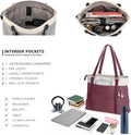 Women Laptop Tote Bag for Work – Lightweight Splice Canvas 15.6 Inch Handbag Purse