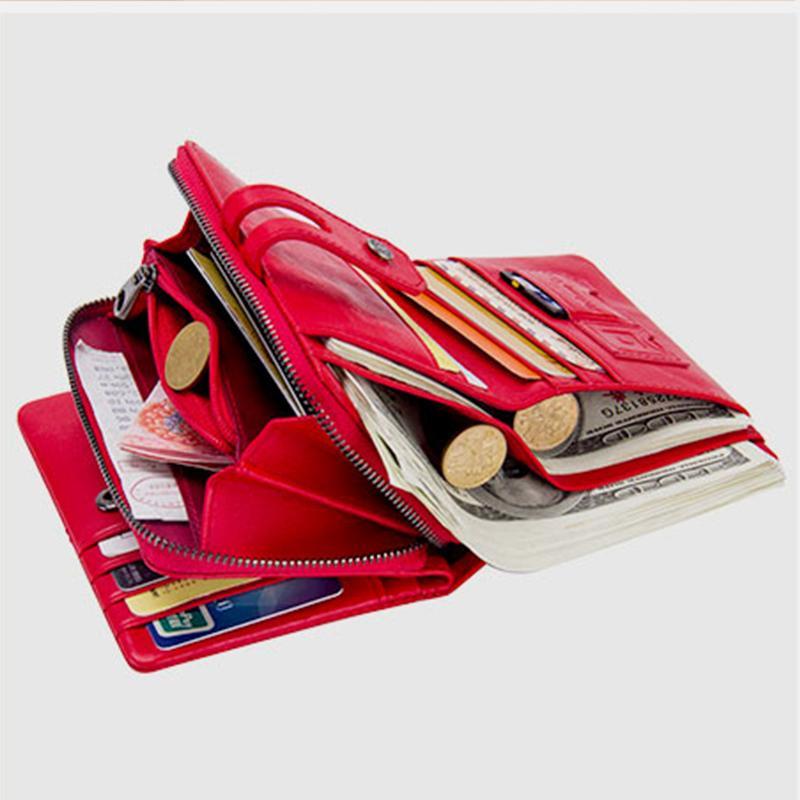 Genuine Leather Multifunctional Anti - theft Wallet for Women – RFID Protection, Card Slots & Zippered Coin Pocket