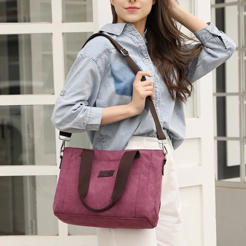 Women's Canvas Tote Shoulder Handbag – Casual Crossbody Purse Work Bag