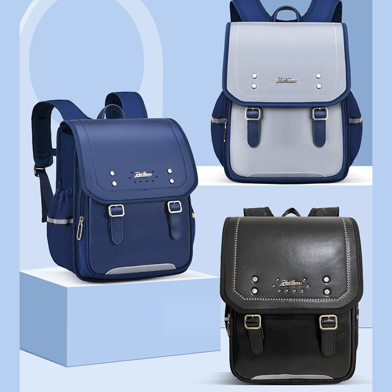 Reflective Girls & Boys School Backpack – Waterproof Faux Leather Kids Bookbag