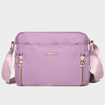 Plum waterproof nylon crossbody bag for women with adjustable strap