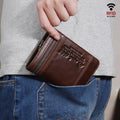 RFID Large Capacity Bifold Wallet for Men – Retro Genuine Leather with 20 Card Slots & Zipper Pockets