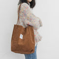 Women's large capacity corduroy tote bag