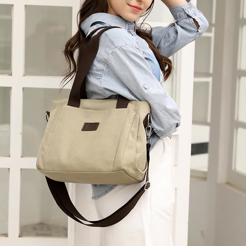 Women's Canvas Tote Shoulder Handbag – Casual Crossbody Purse Work Bag