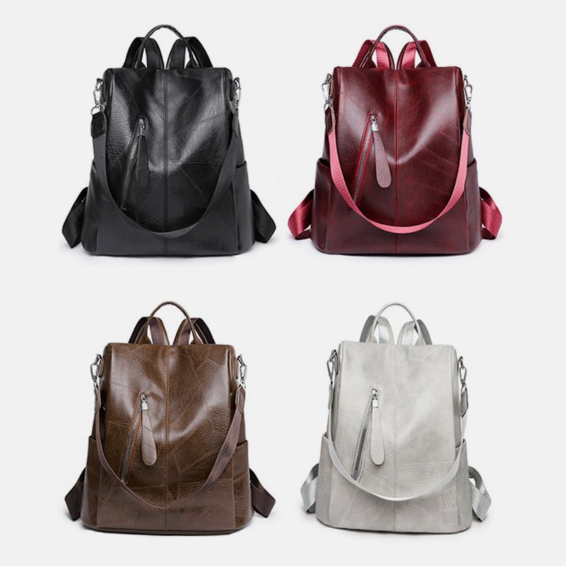 Women’s Leather Convertible Backpack Purse – Anti - Theft Travel Daypack & Shoulder Bag