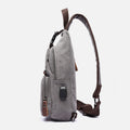 Canvas Sling Bag Crossbody Backpack – Casual Rucksack with USB Charging Port