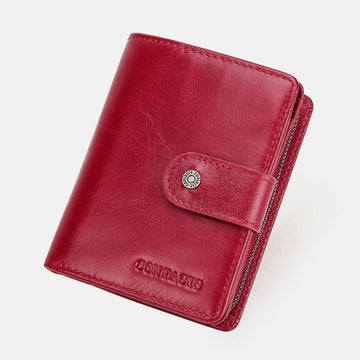 RFID genuine leather multi-card buckle wallet