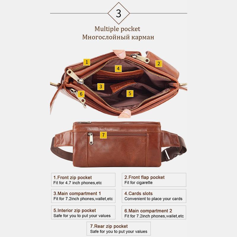 Multi-carry genuine leather sling waist bag