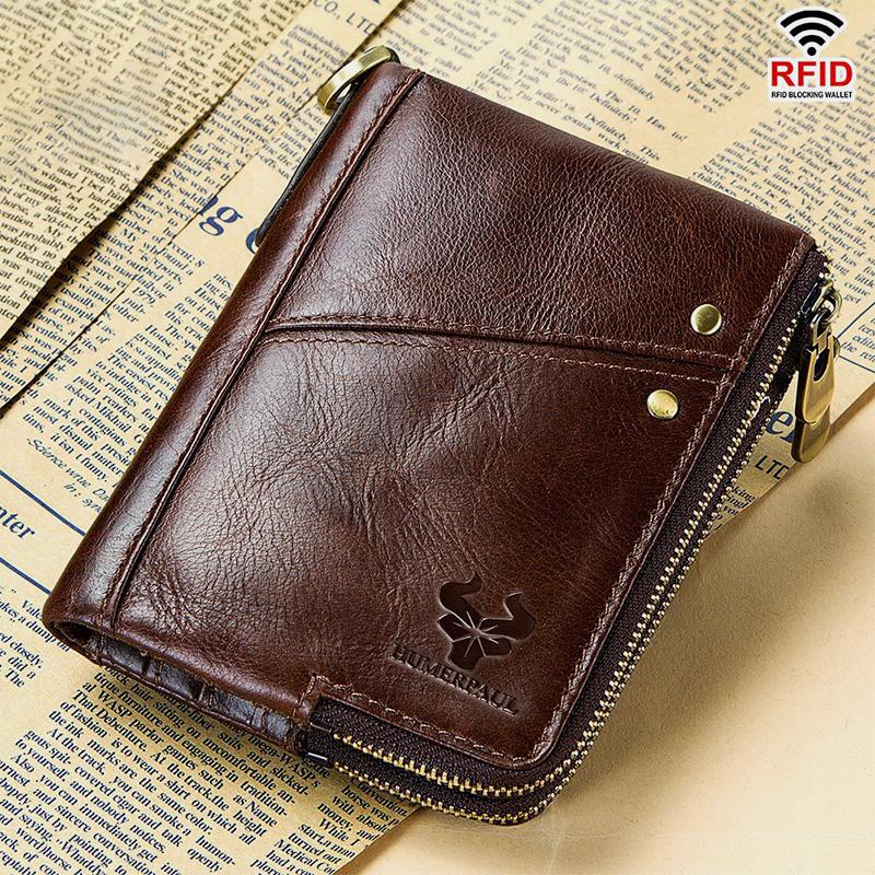 RFID Anti - theft Genuine Leather Multi - slot Bifold Wallet for Men - Stylish Business Wallet