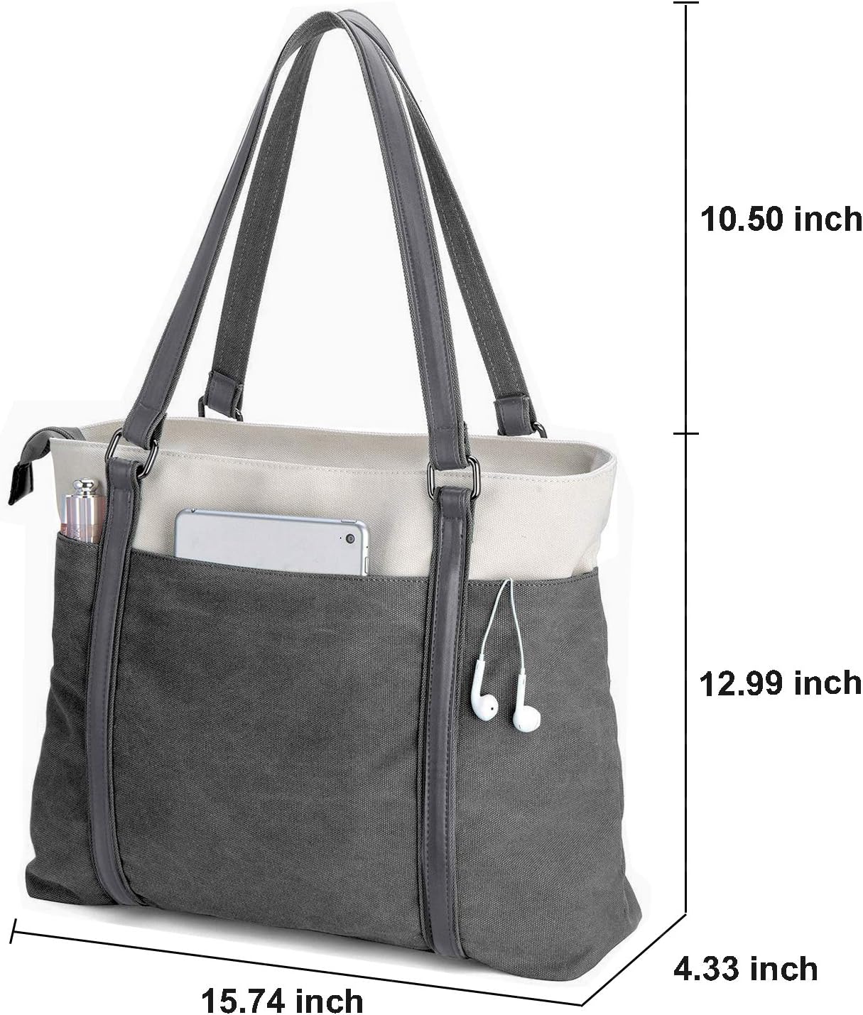 Women Laptop Tote Bag for Work – Lightweight Splice Canvas 15.6 Inch Handbag Purse