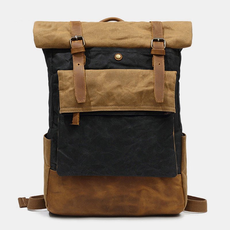 Canvas Leather Backpack Rucksack – Fits 15.6" Laptops | Perfect for College, Weekend Travel, and Daily Use