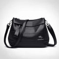 Triple Compartment Leather Handbag for Women Small Casual Crossbody Shoulder Bag