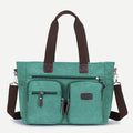 Multi - Pocket Canvas Tote Handbag for Women & Men – Retro Laptop Bag with Adjustable Straps