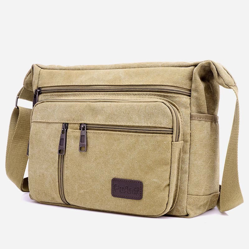 Men's vintage canvas business crossbody bag