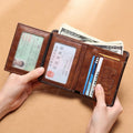 Genuine Leather RFID Multi - Card Bifold Wallet for Men - Secure & Stylish Business Wallet