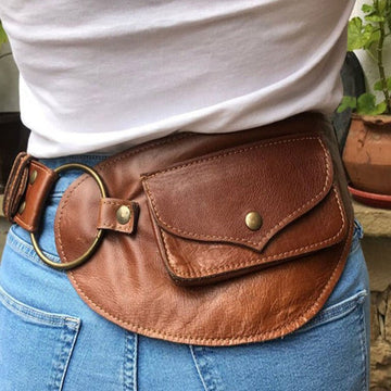 Medieval leather utility belt bag and phone pouch
