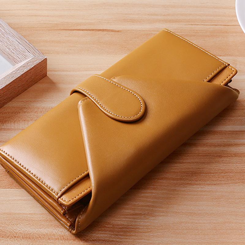 Women's retro genuine leather long wallet