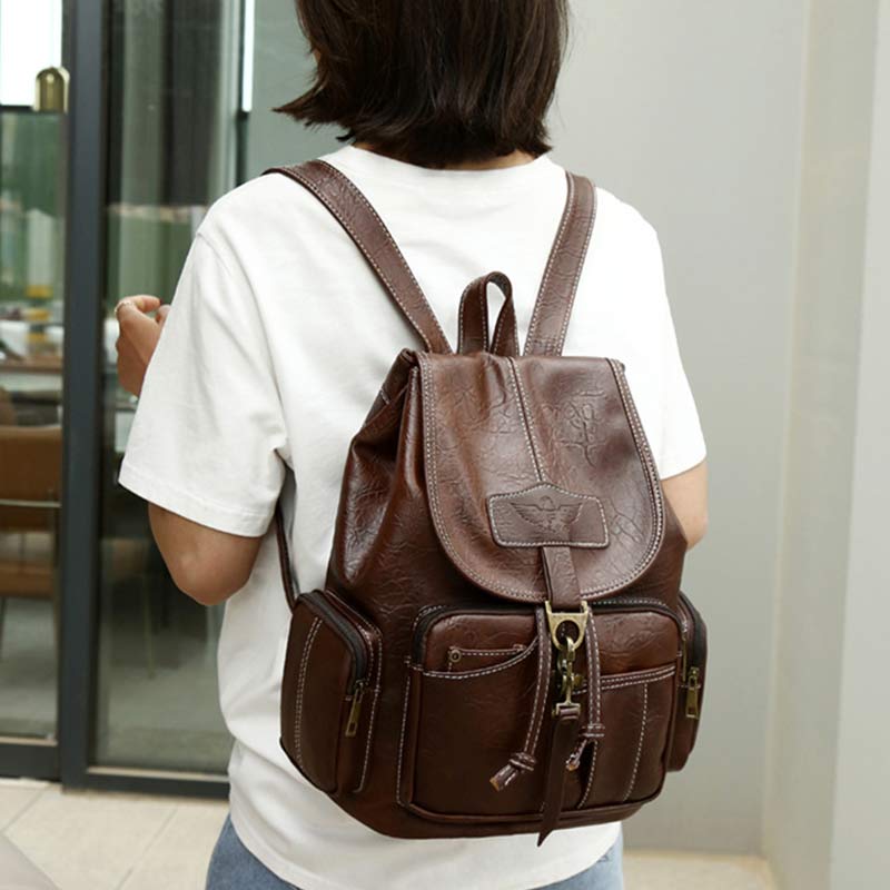 Vegan Leather Backpack for Women – Vintage Casual Daypack Purse for Ladies & Girls