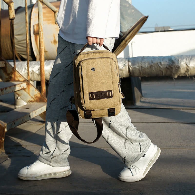 Men's Retro Sling Bag – Outdoor Casual Crossbody Chest Bag for Travel & Sport