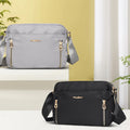 Light gray and black waterproof nylon crossbody bag color options