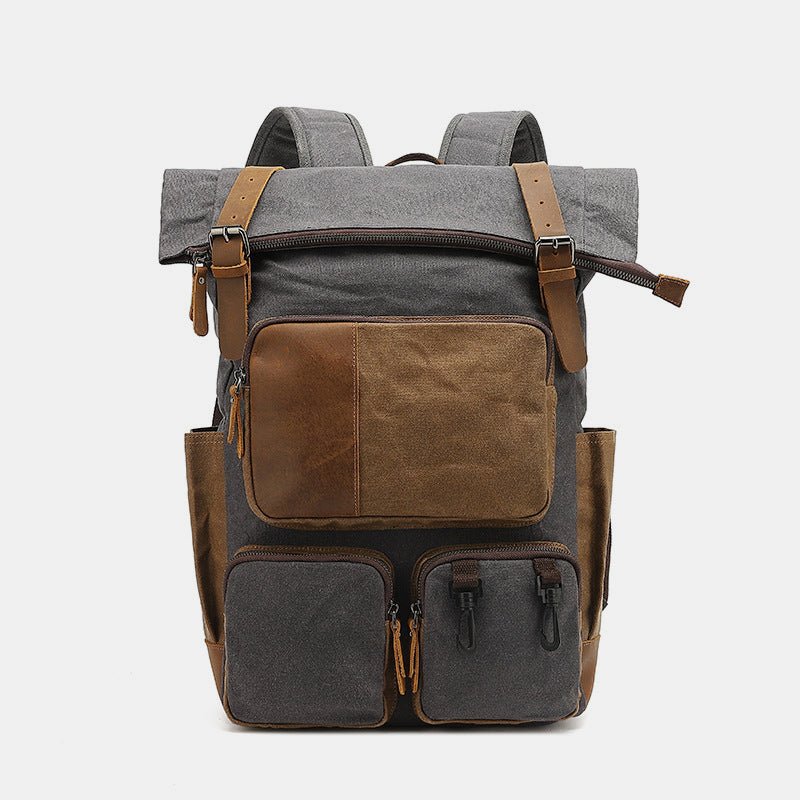 Vintage canvas laptop backpack for school and travel
