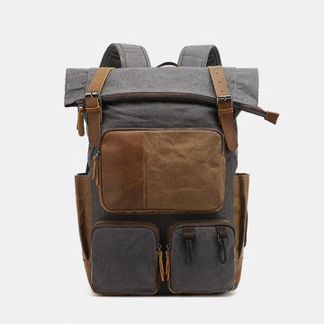 Vintage canvas laptop backpack for school and travel