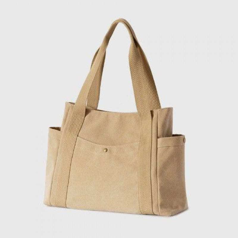 Large Capacity Canvas Shoulder Tote Bag – Multi - Pocket Handbag for Shopping, Travel & Everyday Use