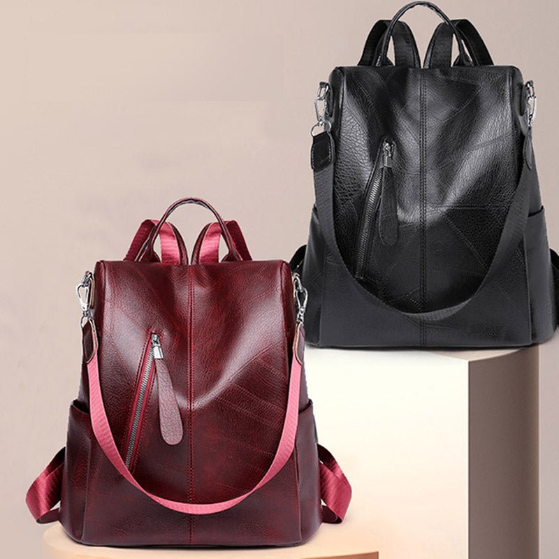 Women’s Leather Convertible Backpack Purse – Anti - Theft Travel Daypack & Shoulder Bag