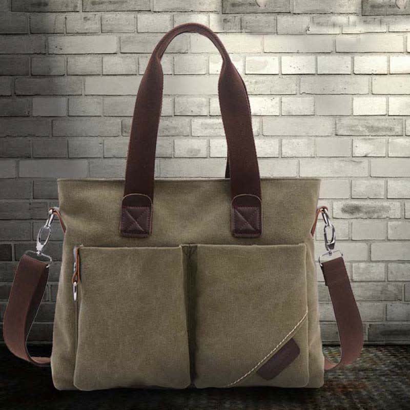 Unisex Canvas Shoulder Bag – Retro Casual Handbag & Work Tote