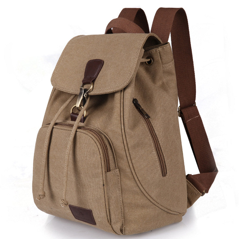Women's vintage canvas drawstring backpack