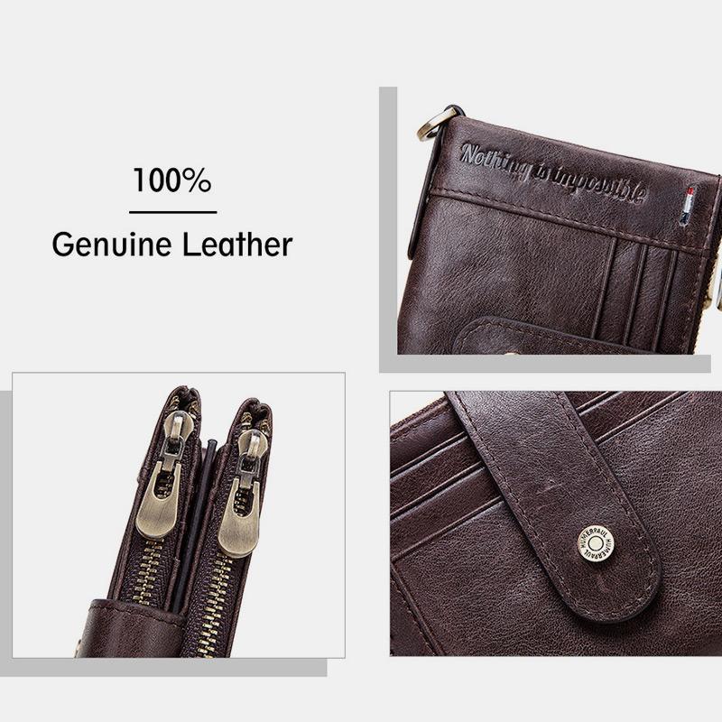 RFID Anti - Theft Large Capacity Genuine Leather Wallet with Chain – Secure & Stylish