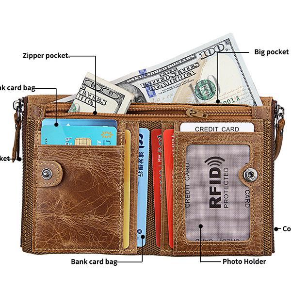 Men's genuine leather RFID wallet