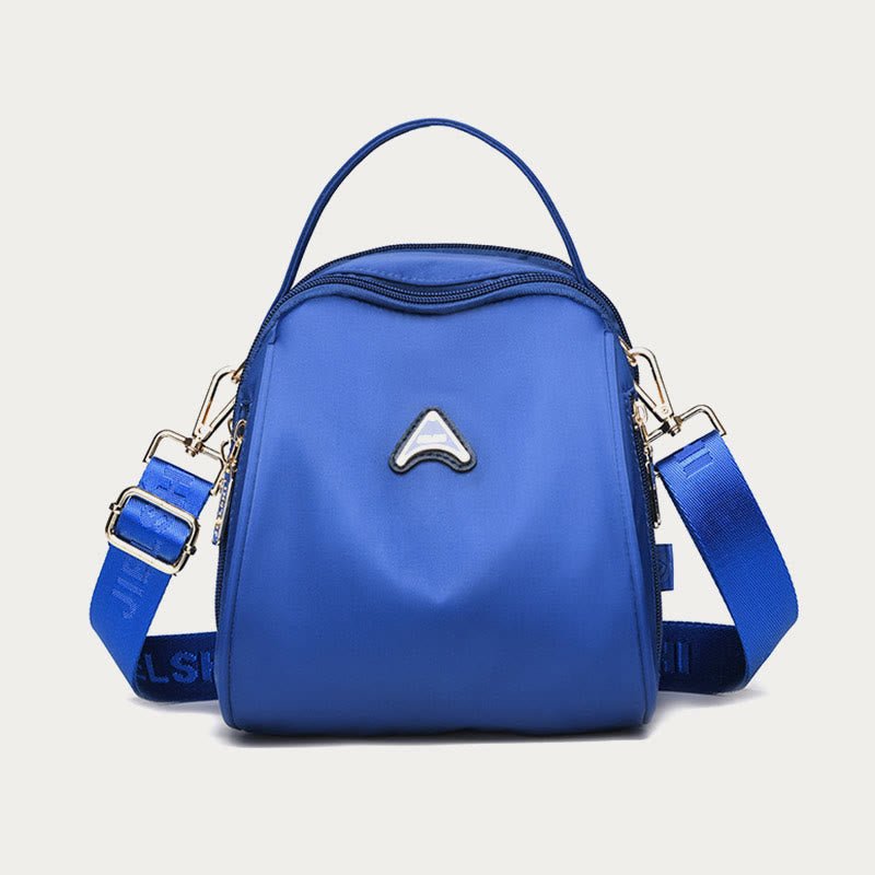 Blue wide-strap nylon crossbody bag for women