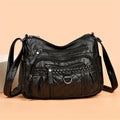 Women's leather bag with multiple pockets
