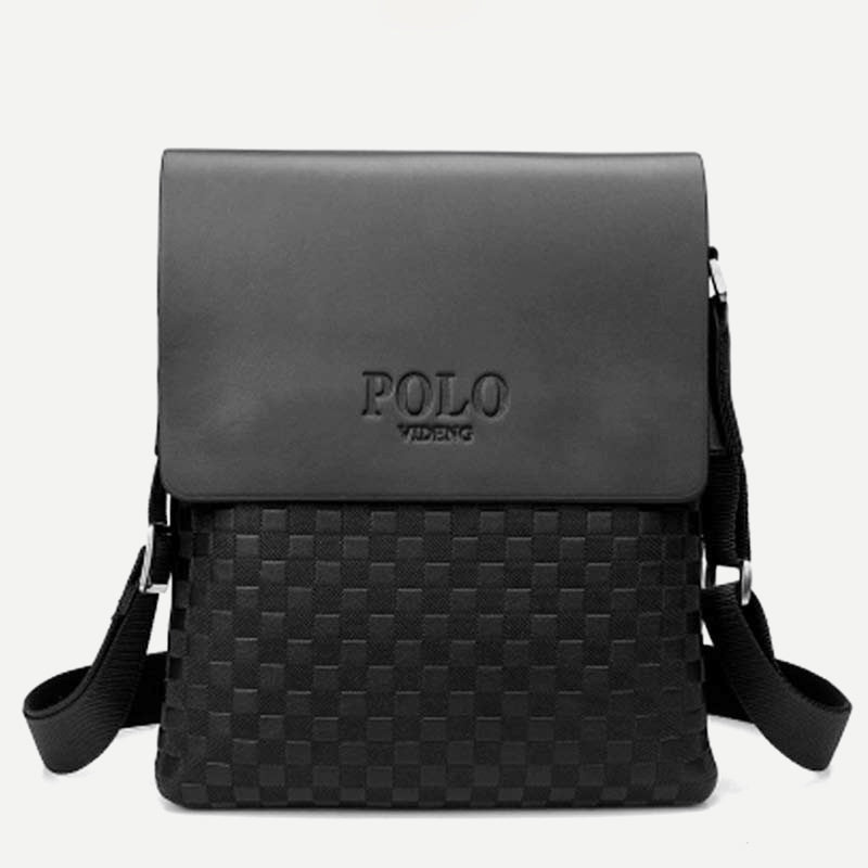 Small Messenger Bag for Men Plaid PU Leather Crossbody Shoulder Bag