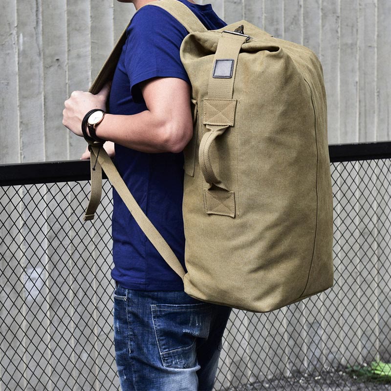 Men’s Large Capacity Canvas Backpack for Sports & Travel
