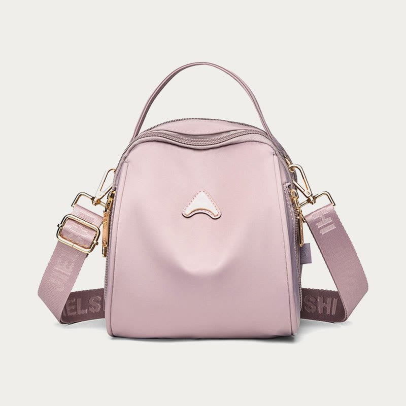 Blush pink wide-strap nylon crossbody bag for women