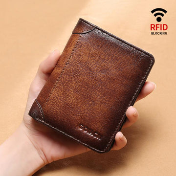 Men's genuine leather RFID bifold wallet