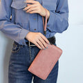 Women's RFID blocking zip-around wristlet wallet