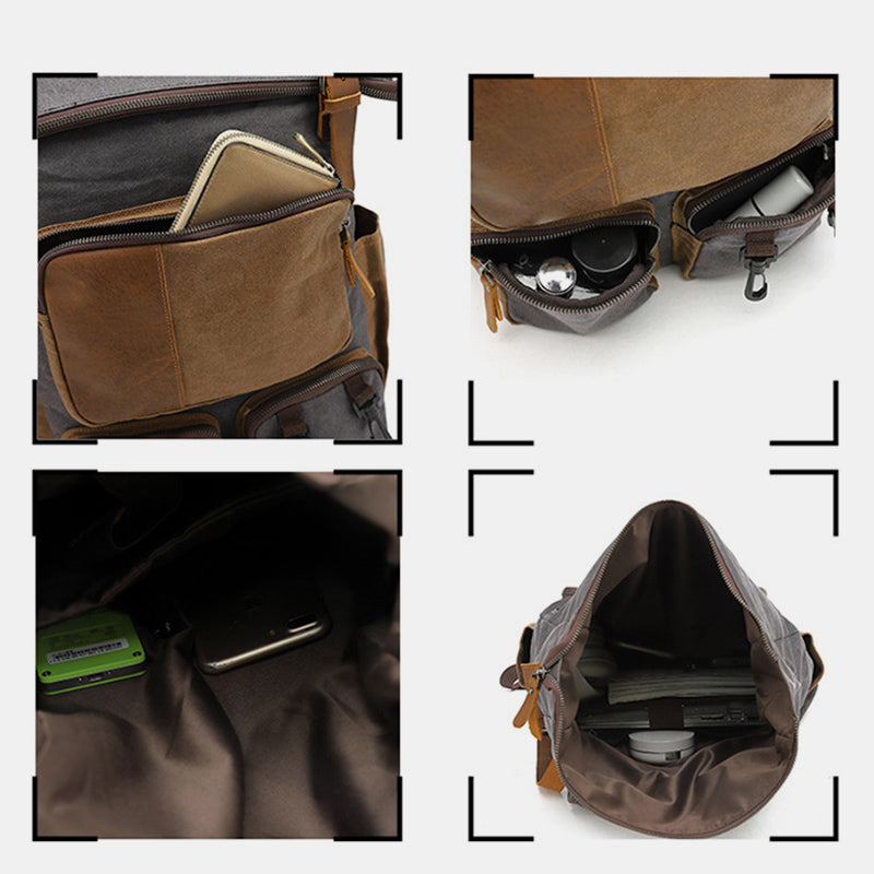 Vintage canvas laptop backpack for school and travel