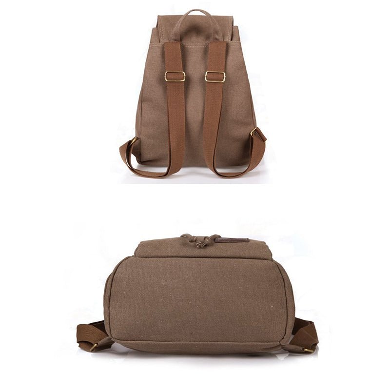 Vintage Canvas Backpack for Women & Girls – Drawstring Rucksack for School & Travel