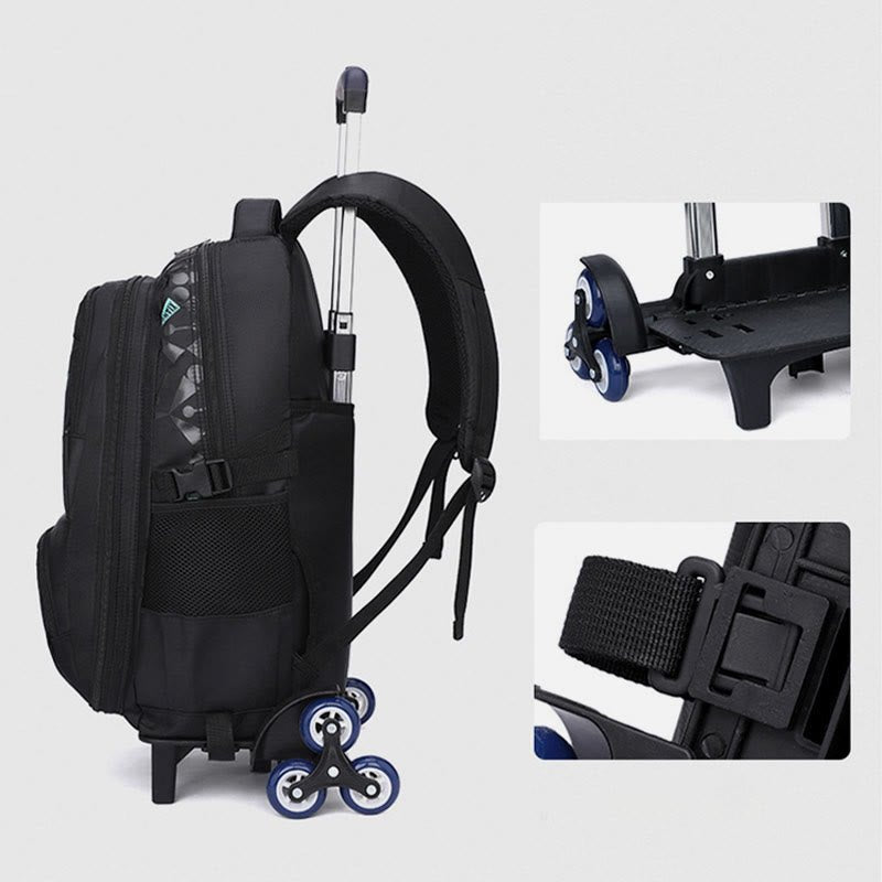Rolling Wheels Backpack for Teens & Students – Multifunctional Travel Bookbag with Adjustable Straps