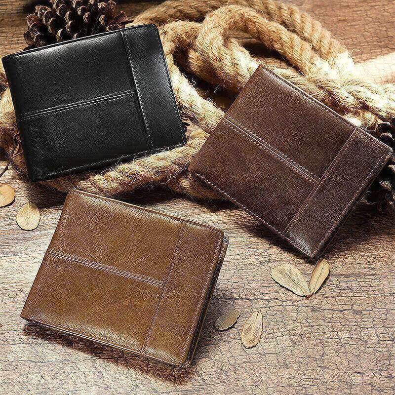 Retro large capacity RFID genuine leather wallet