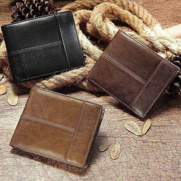 Retro large capacity RFID genuine leather wallet