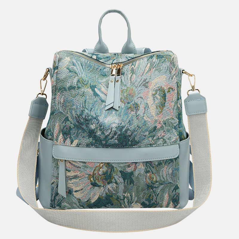 Women's retro houndstooth canvas backpack