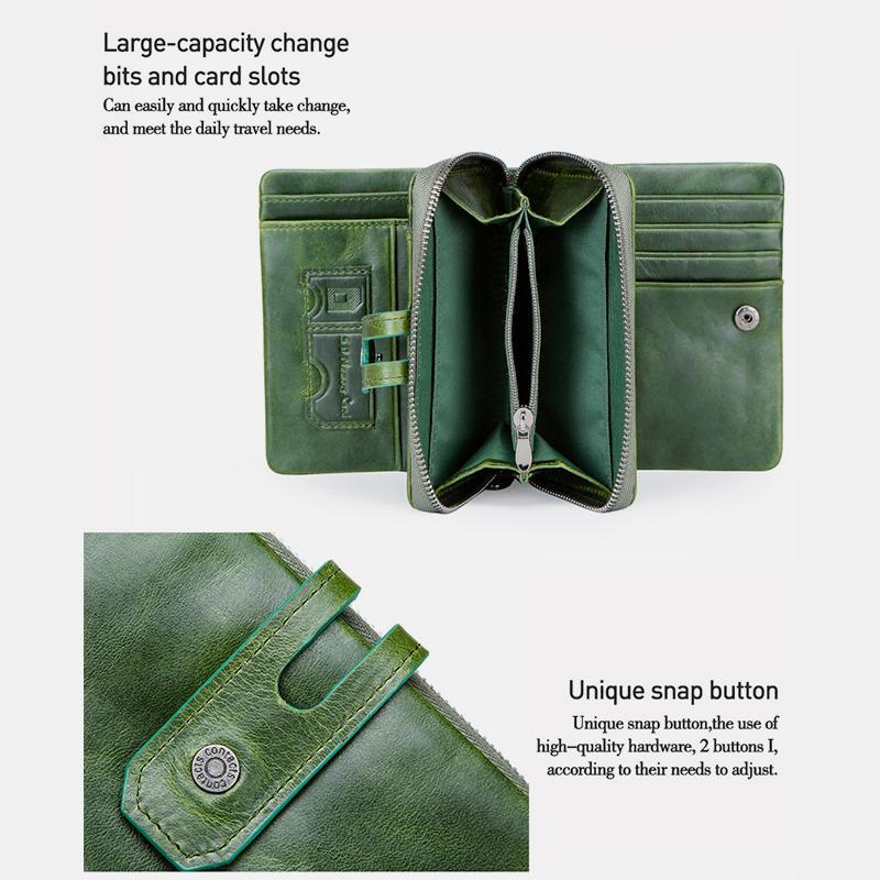 Genuine Leather Multifunctional Anti - theft Wallet for Women – RFID Protection, Card Slots & Zippered Coin Pocket