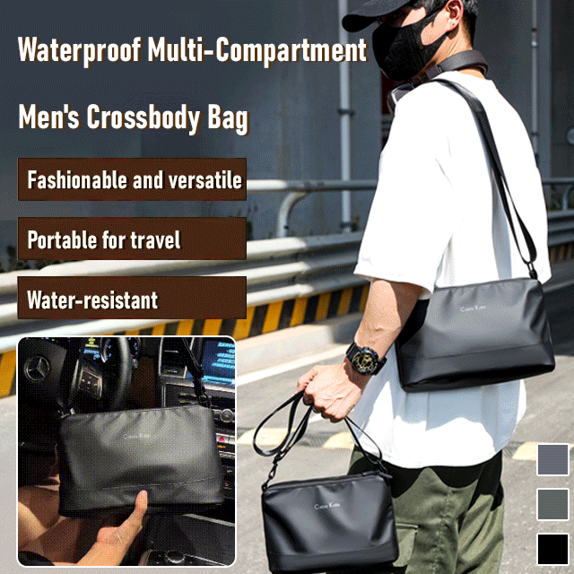 Men's multi-layer waterproof shoulder crossbody bag