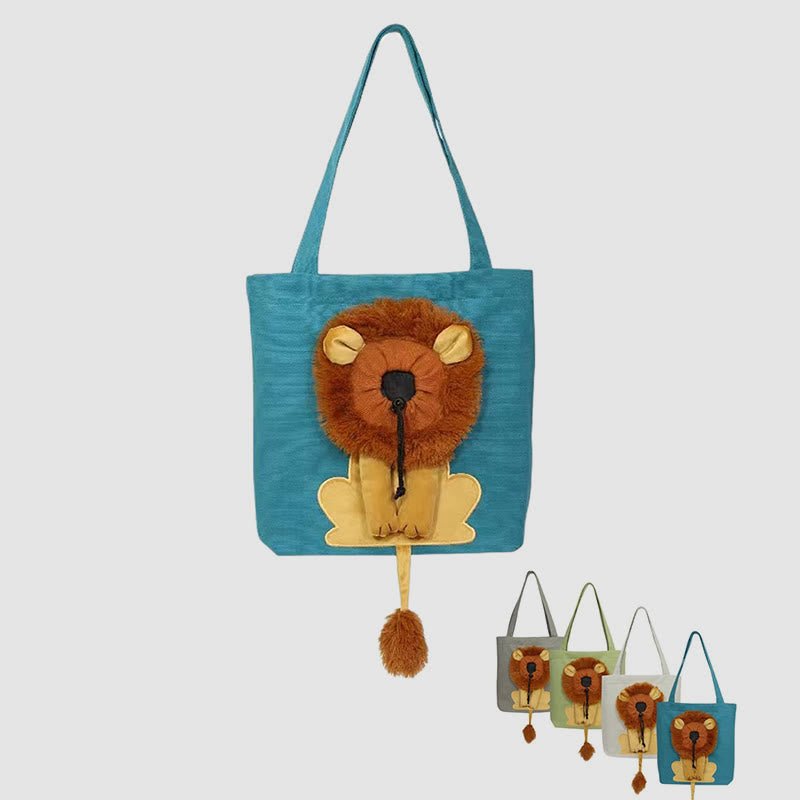 Pet Carrier for Small Animals - Travel Canvas Shoulder Bag with Cute Lion Design