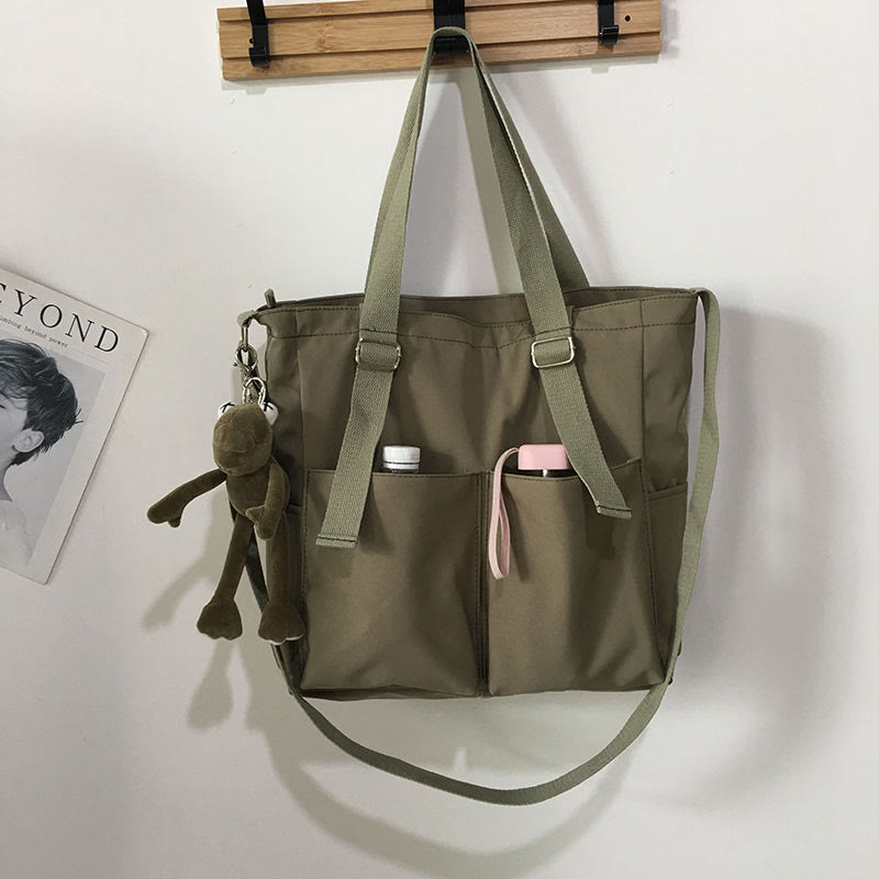 Waterproof Canvas Tote Bag for Women – Large Capacity Crossbody & Shoulder Bag for Students